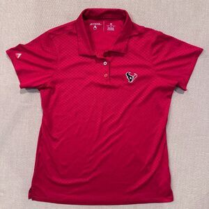 Women’s Houston Texans Polo Shirt Red Short Sleeve NFL Antigua Apparel Size M